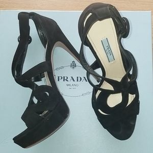 *PRADA* Black Suede Calzature Donna Heels